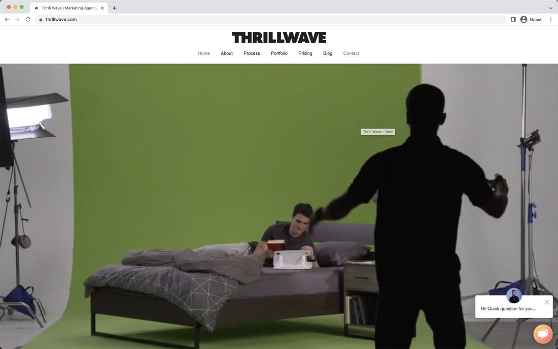 Screenshot of the Thrill Wave website